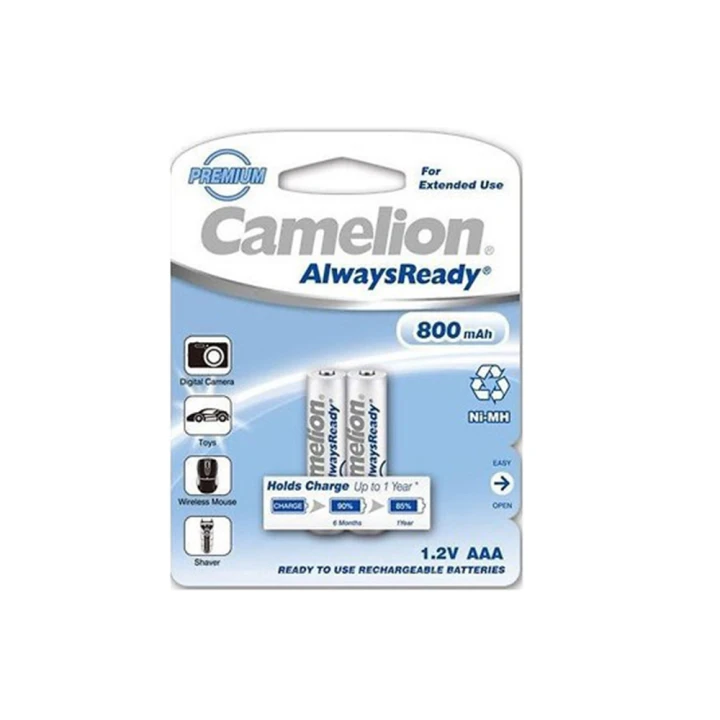 Акумуляторні батарейки Camelion Premium Rechargeable Battery 800mAh AAA HR03 Ni-MH 2шт, White