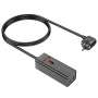 Мережевий подовжувач Hoco AC10A 2Type-C / 2USB / 1Socket QC3.0 PD65W 1.5m, Black