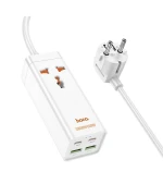 Мережевий подовжувач Hoco AC10A 2Type-C / 2USB / 1Socket QC3.0 PD65W 1.5m, White