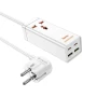 Мережевий подовжувач Hoco AC10A 2Type-C / 2USB / 1Socket QC3.0 PD65W 1.5m, White