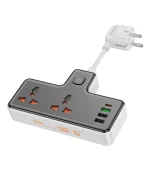 Мережевий подовжувач HOCO AC12A 2 Socket Ports 3USB / 1Type-C PD30W QC3.0, Black