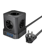 Мережевий подовжувач Hoco NS8 (3USB / 1Type-C + 5*Socket) 2м, Black