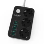 Сетевой удлинитель LDNIO SE3631 НА 3 розетки, 6 USB 1,6м Black-Gray