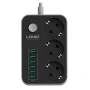 Сетевой удлинитель LDNIO SE3631 НА 3 розетки, 6 USB 1,6м Black-Gray