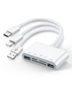 OTG адаптер переходник картридер Lightning / 2USB / SD / TF to USB / Lightning / Type-C, White