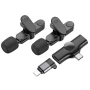 Микрофон петличный беспроводной Borofone BFK12 Lightning/Type-C 70mAh, Black