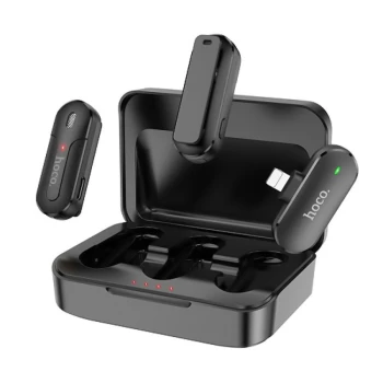 Петличний безпровідний мікрофон HOCO DI56 Twin Lightning 70mAh, Black