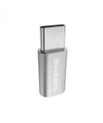 Перехідник OTG Borofone BV4 Micro-USB - Type-C, Silver
