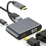 Переходник адаптер 4in1 Type-C to HDMI/VGA/Type-C PD 87W/USB 3.0, Grey