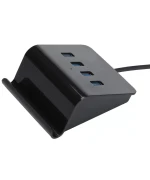 USB хаб з підсвіткою та підставкою для телефона 5 в 1, Black