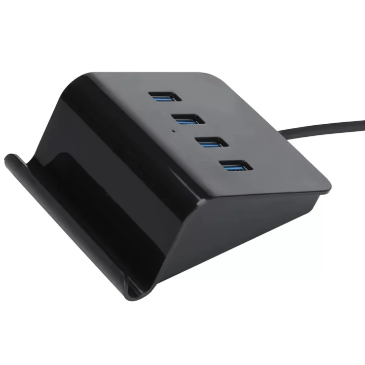 USB хаб з підсвіткою та підставкою для телефона 5 в 1, Black
