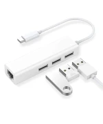 Hub Type-C з Enthernet Adapter 3USB 2.0 / RJ45, White