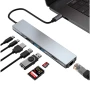 USB HUB адаптер Type-C to HDMI 4K / SD / TF / 2USB3.0 / 2Type-C 87W / RJ45, Grey