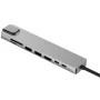 USB HUB адаптер Type-C to HDMI 4K / SD / TF / 2USB3.0 / 2Type-C 87W / RJ45, Grey