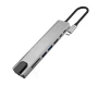 USB HUB адаптер Type-C to HDMI 4K / SD / TF / 2USB3.0 / 2Type-C 87W / RJ45, Grey