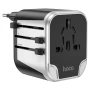 Мережевий зарядний пристрій Hoco AC5 2USB 1Socket зі змінними вилками стандартів EU / UK / US / AUS, Black