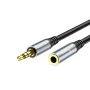 Кабель Aux HOCO UPA20 3.5 audio extension cable 2м, AUX-AUX, Grey