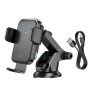 Автотримач для смартфона Hoco HW11 Wireless з функцією бездротової зарядки 15W 2A, Black