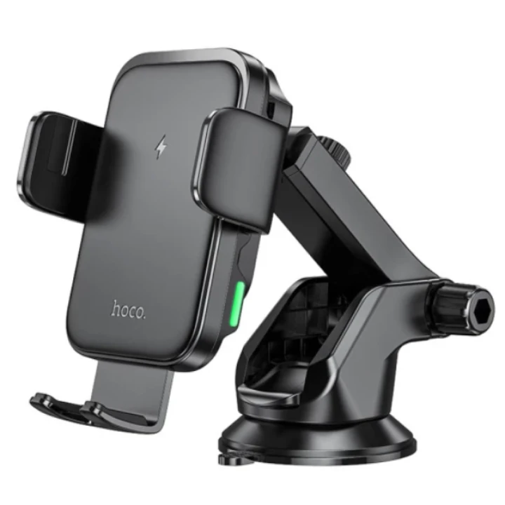 Автотримач для смартфона Hoco HW11 Wireless з функцією бездротової зарядки 15W 2A, Black
