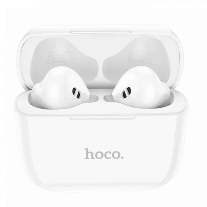 Bluetooth наушники-гарнитура Hoco EW12 Clear с зарядным кейсом, White