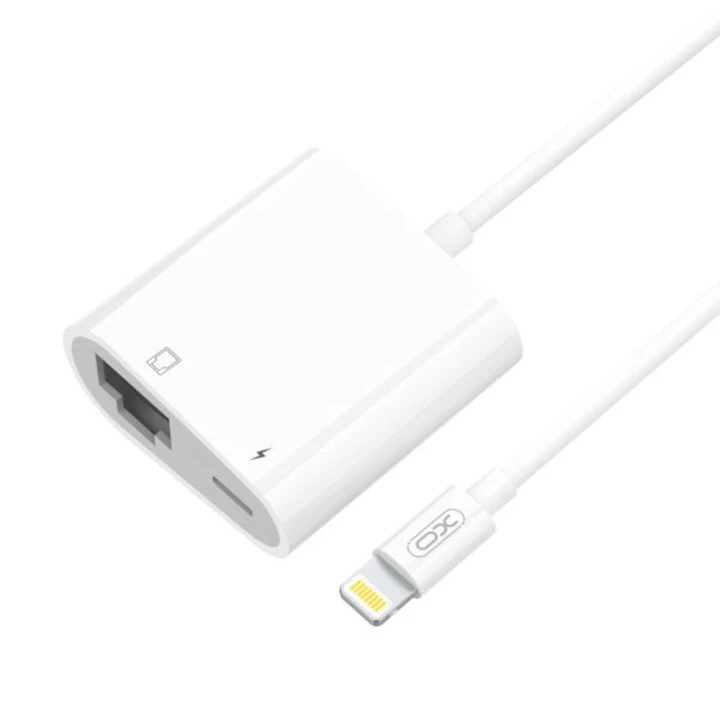 Переходник AUDIO XO GB009 Lightning - RJ45 Lan Network + Lightning Audio, White