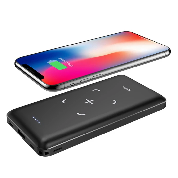 Портативная батарея Power bank Hoco J50 Surf с функцией беспроводной зарядки Qi 10000mAh, Black