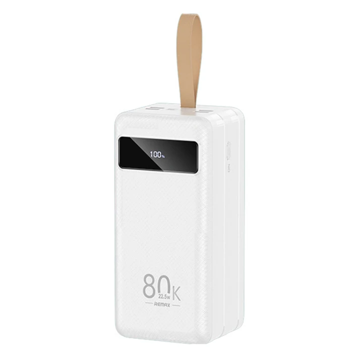 Power Bank Remax RPP-291 80000mAh 5A 22.5W Fast Charging, White
