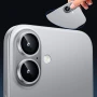 Защитное стекло с рамкой Eagle Eye для iPhone 16 / 16 Plus на заднюю камеру розовый