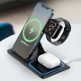Беспроводное зарядное устройство XO WX023 W15 для смартфонов, наушников, смарт-часов с технологией Qi, Black