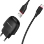 Сетевое зарядное устройство для Borofone BA49A 2.1A кабель microUSB 1m черный