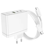 Мережевий зарядний пристрій Borofone BN11 High Power PD100W / 30W 5A з кабелем Type-C to Type-C, White