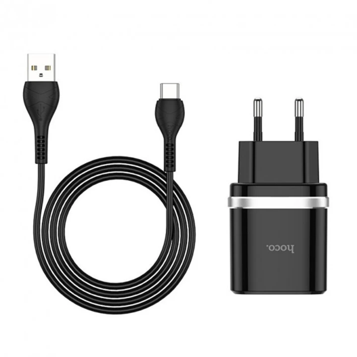 Мережевий зарядний пристрій HOCO C12Q Smart QC3.0 18W 1USB Type-C, Black