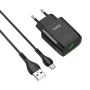 Мережевий зарядний пристрій Hoco C72Q USB 2A QC3.0 18W microUSB 1m чорний