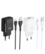 Мережевий зарядний пристрій Hoco C72Q USB 2A QC3.0 18W microUSB 1m