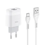 Сетевое зарядное устройство Hoco C73A 2 Usb 2.4A Type-C 1m, White