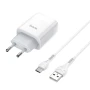 Сетевое зарядное устройство Hoco C73A 2 Usb 2.4A Type-C 1m, White