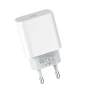 Мережевий зарядний пристрій Hoco C76A Pro Type-C 3A PD, QC3.0 30W cable Type-C - Type-C 1m, White