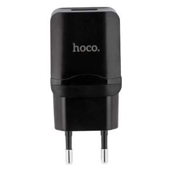 Мережевий зарядний пристрій Hoco C22A 2.4A з кабелем MicroUSB 1m, Black