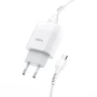 Мережевий зарядний пристрій Hoco C72A USB 2.1A microUSB 1m, White