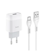 Сетевое зарядное устройство Hoco C72A USB 2.1A Type-C 1m, White