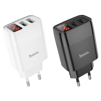 Мережевий зарядний пристрій Hoco C86A 2 USB 2.4A, без кабелю