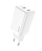 Сетевое Зарядное Устройство Hoco N23 PD45W (2 Type-C), White