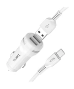 Aвтомобильное зарядное устройство Hoco Z27 2.4A 2 USB Type-C 1м White