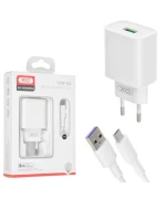 Сетевое зарядное устройство XO CE02D QC 3.0 18W cable MicroUSB, White