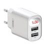 Мережевий зарядний пристрій XO L-95 2USB 2.4A з LCD дисплеєм та кабелем USB - Lightning, White