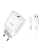Сетевое зарядное устройство XO L63 USB 2.4A QC3.0 Lightning 1м