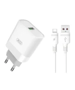 Мережевий зарядний пристрій XO L63 USB 2.4A QC3.0 Type-C 1м