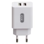 Мережевий зарядний пристрій XO L17 2 USB 2.1A lightning 1м, White
